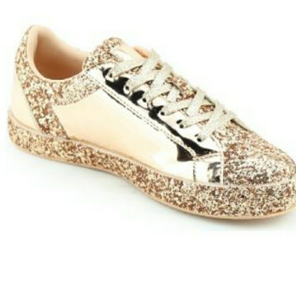🚨⬇️💥 Metallic Glitter Lace Up Sneaker